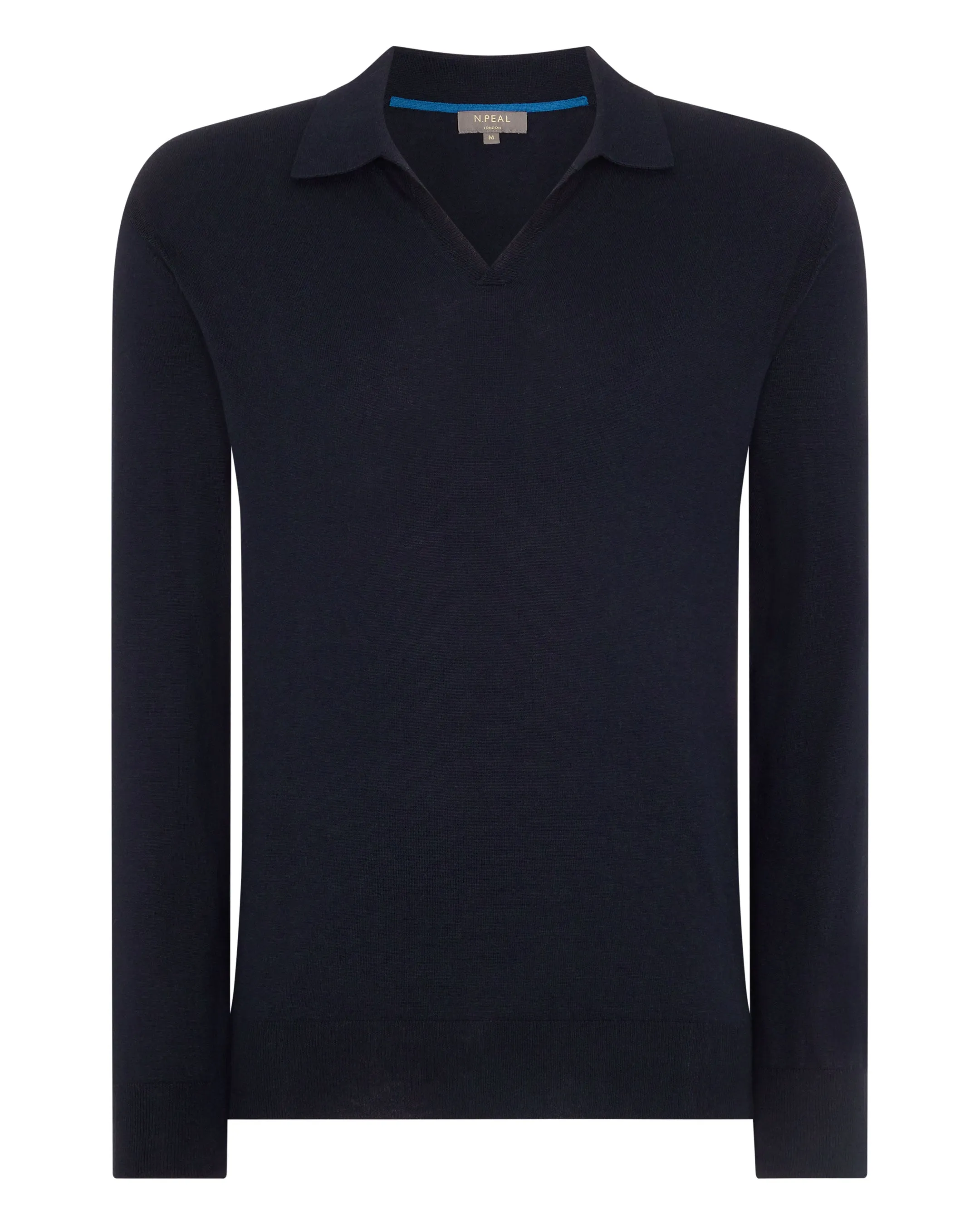 Men's Padstow Cotton Cashmere Polo Shirt Navy Blue