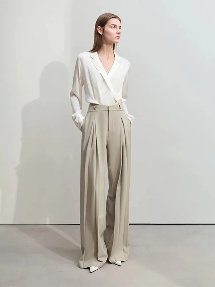 Minimalist Wide-Leg Pleated Pants