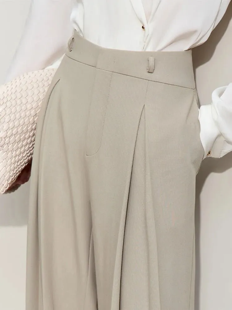 Minimalist Wide-Leg Pleated Pants