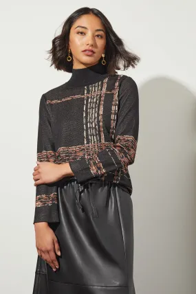 Mock Neck Jacquard Soft Knit Tunic