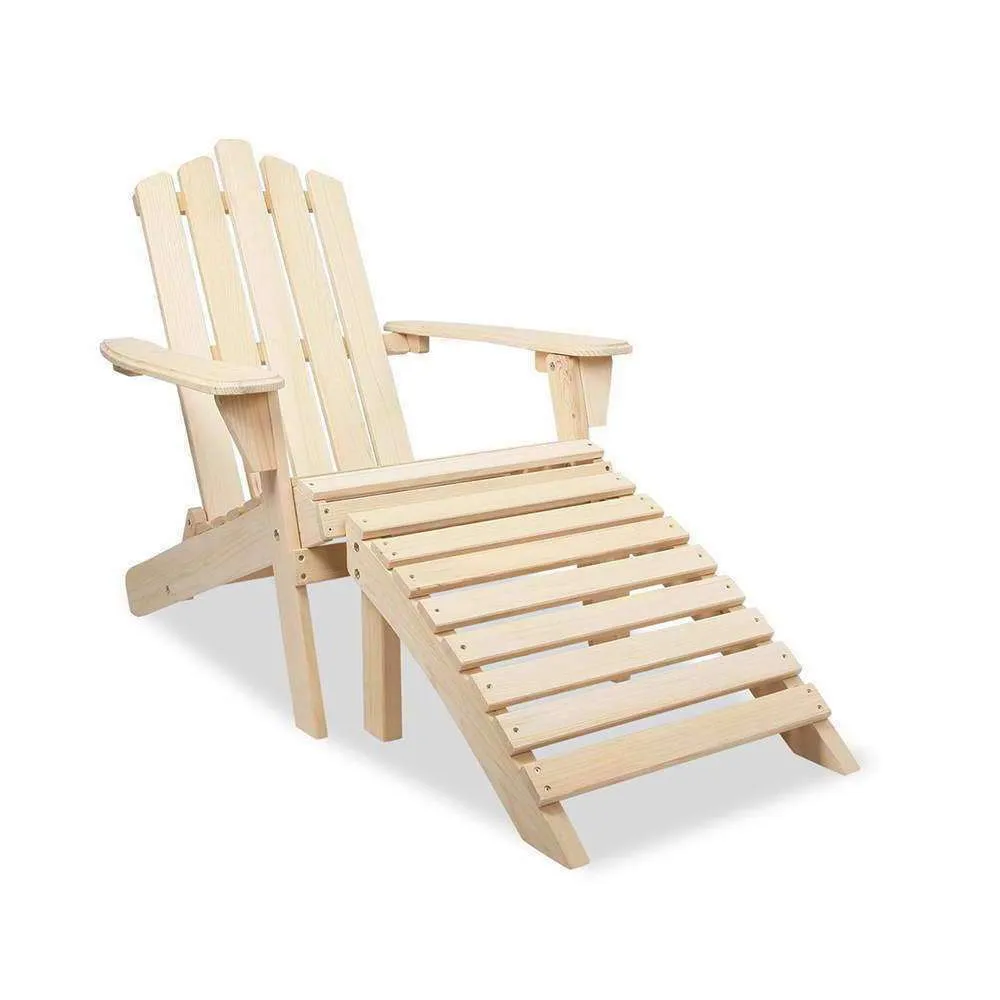 Ottoman Natural Wooden Deck Chair