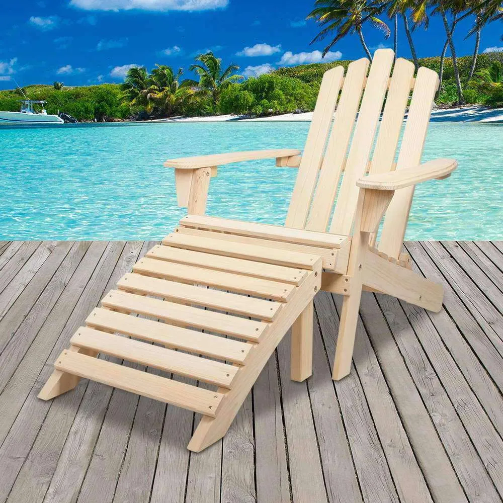 Ottoman Natural Wooden Deck Chair