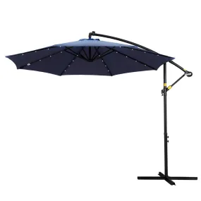 Outdoor Umbrella 3M Cantilever Beach LED Umbrellas Garden Shade Patio