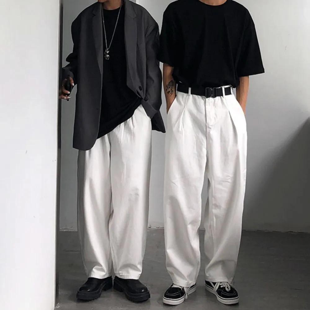 Oversize Jeans Loose Casual Wide Leg Men Jeans White Pants Janpanese Retro Denim Casual Hiphop Trousers Straight