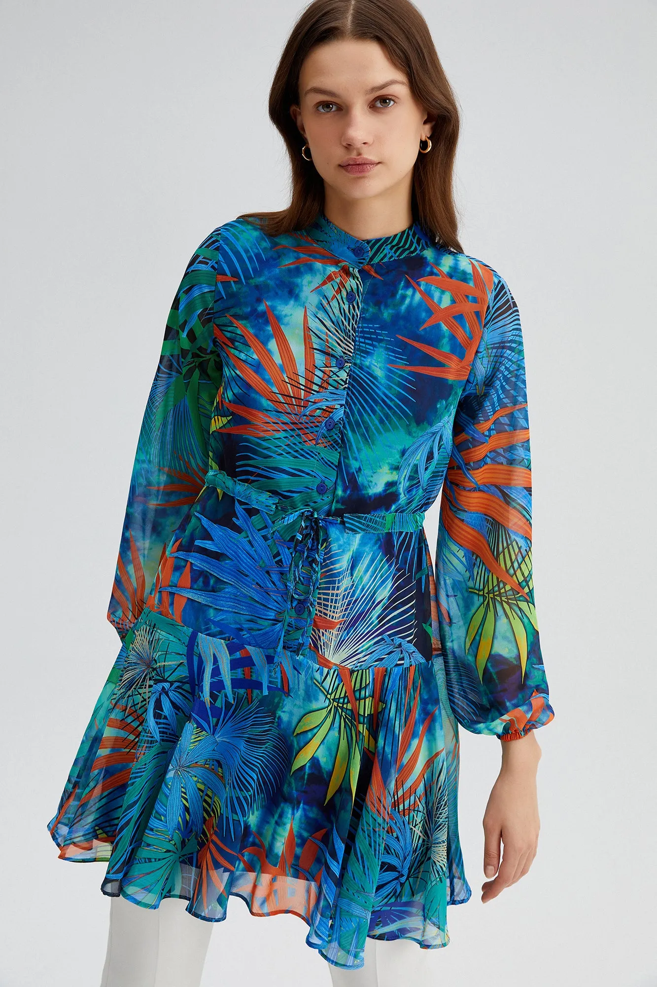 PATTERNED CHIFFON TUNIC