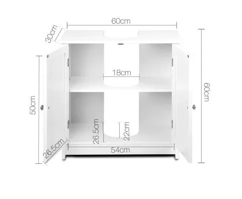 Pedestal Sink Storage Cabinet White