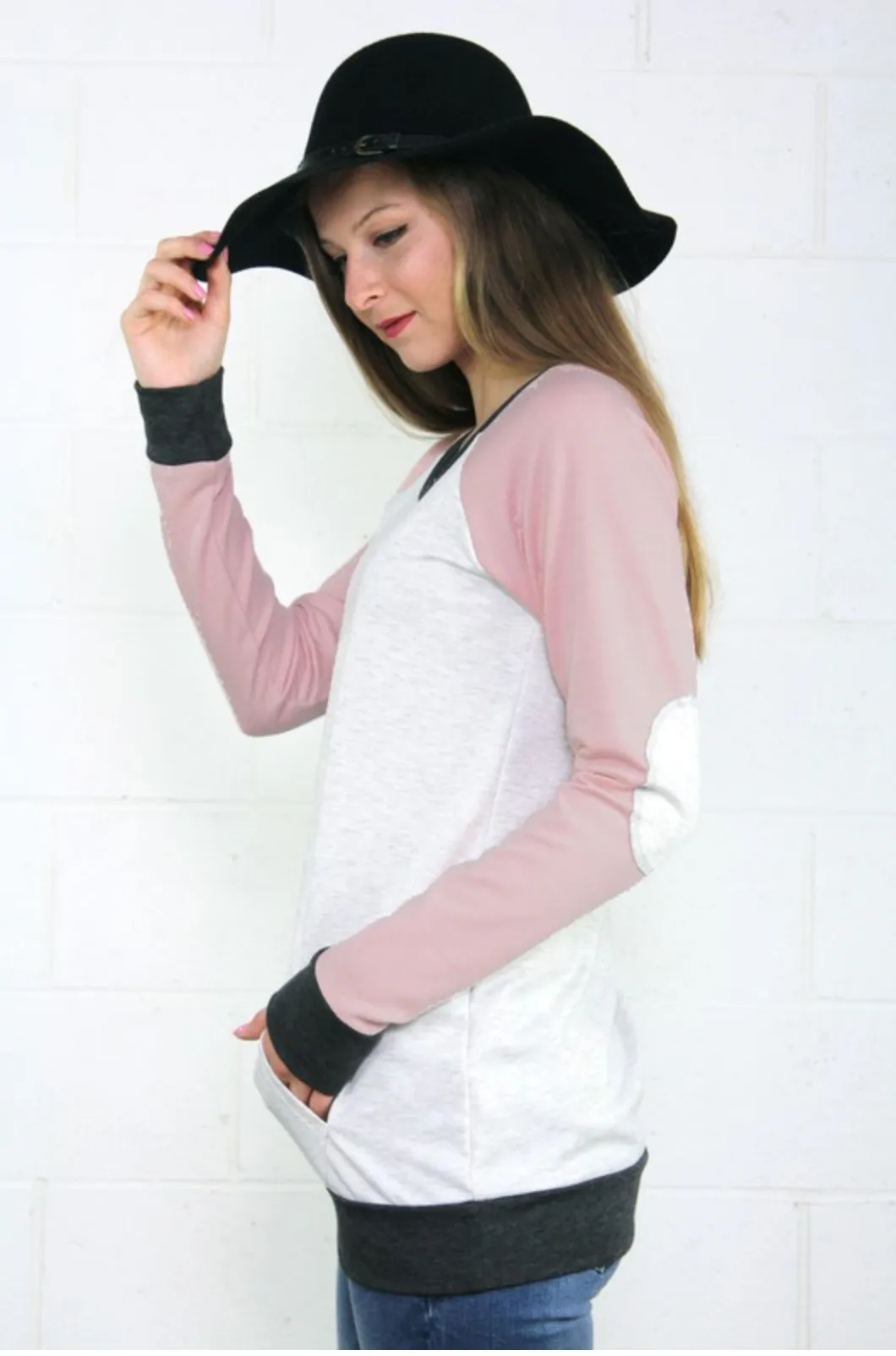 Pink Terry Color Block Top