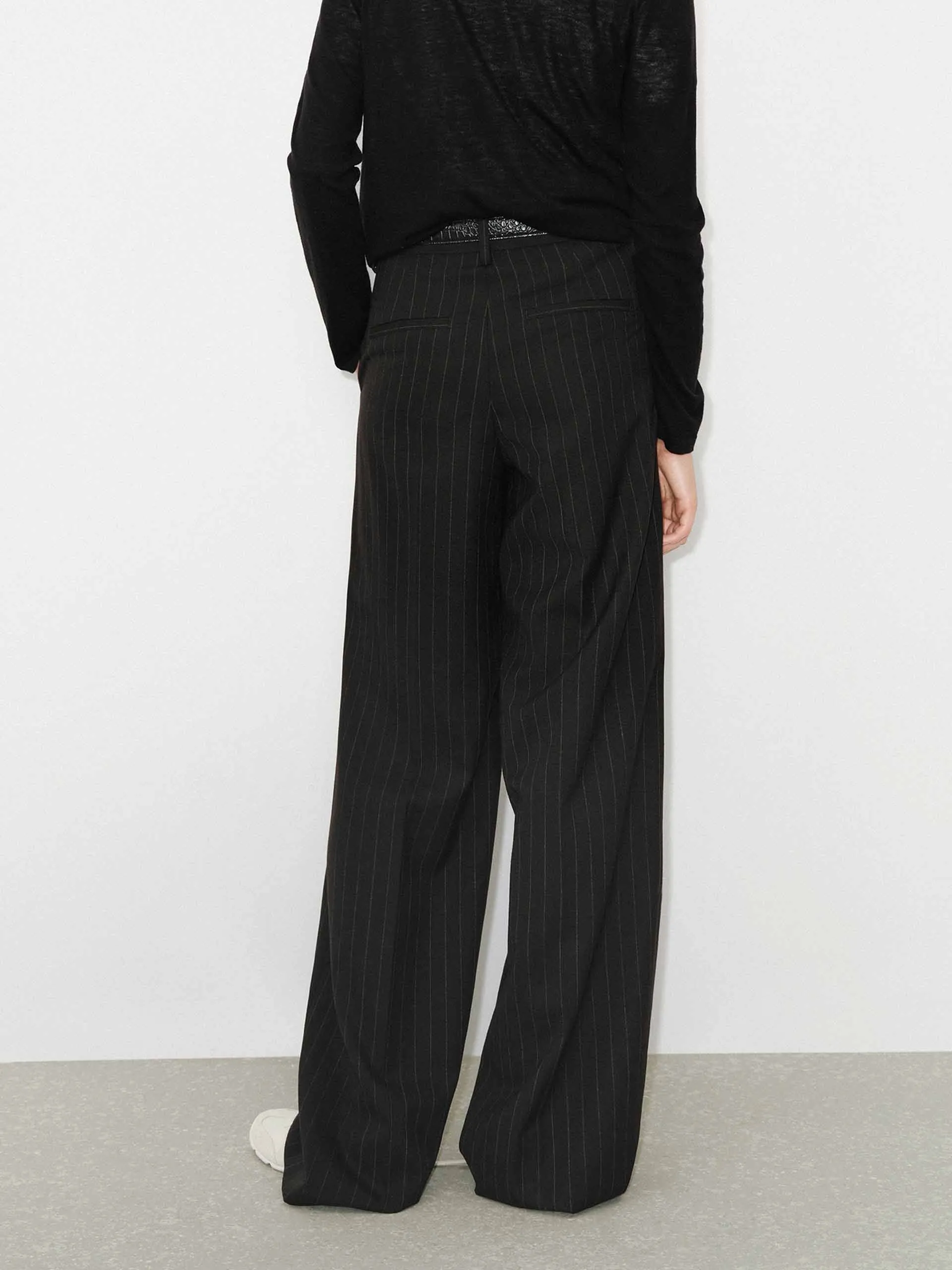 Pinstriped Wool Pants