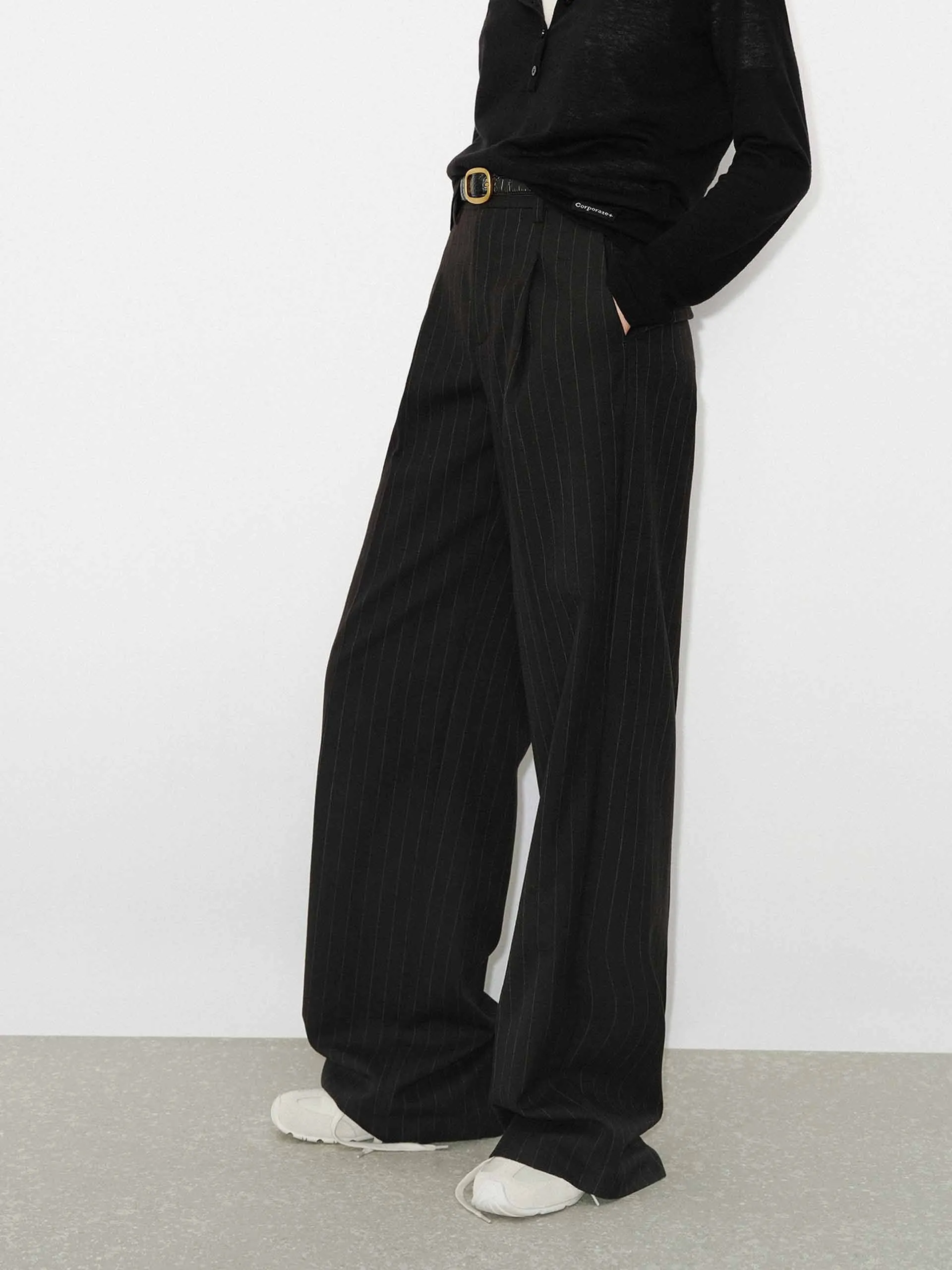 Pinstriped Wool Pants