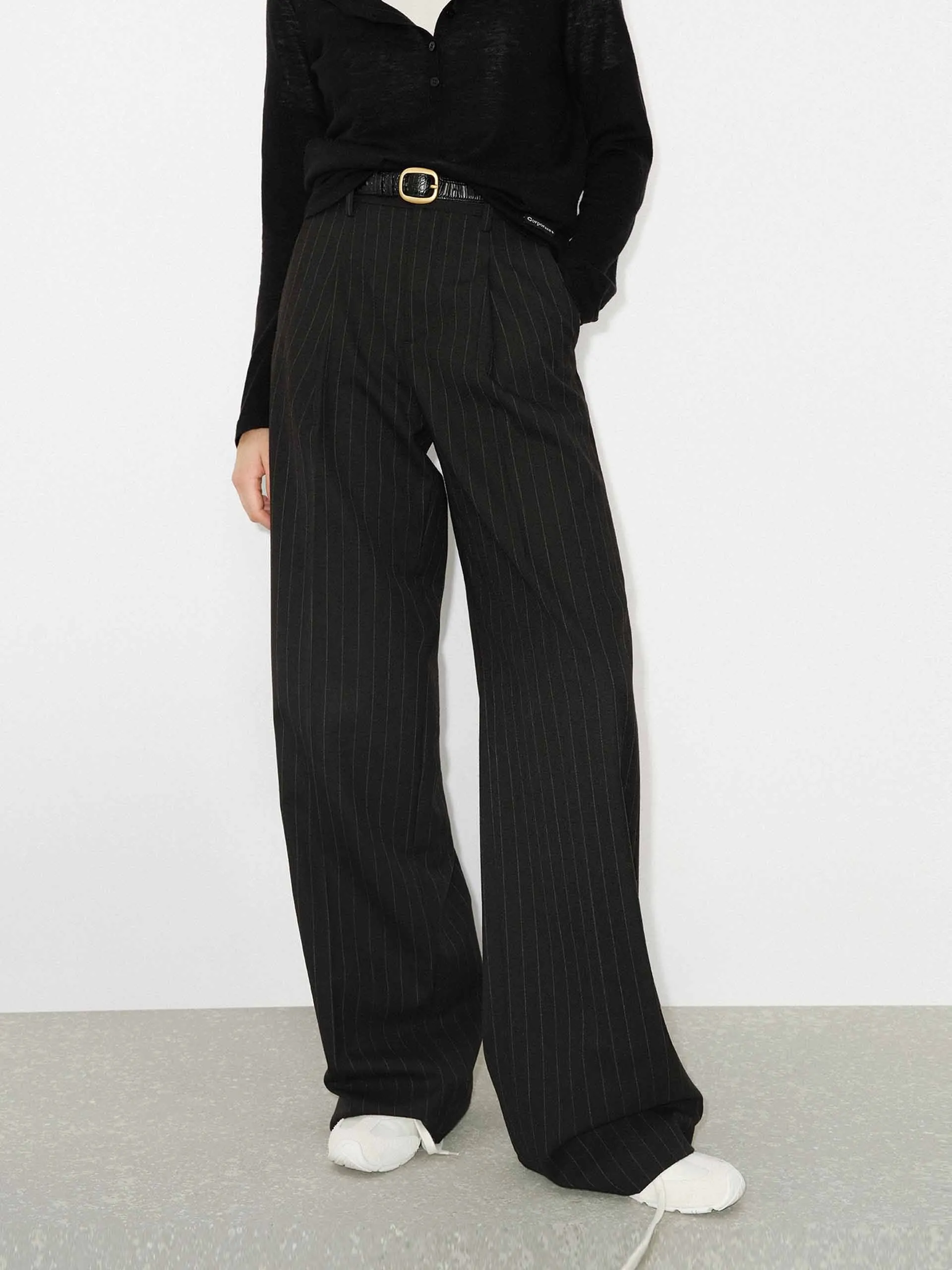 Pinstriped Wool Pants