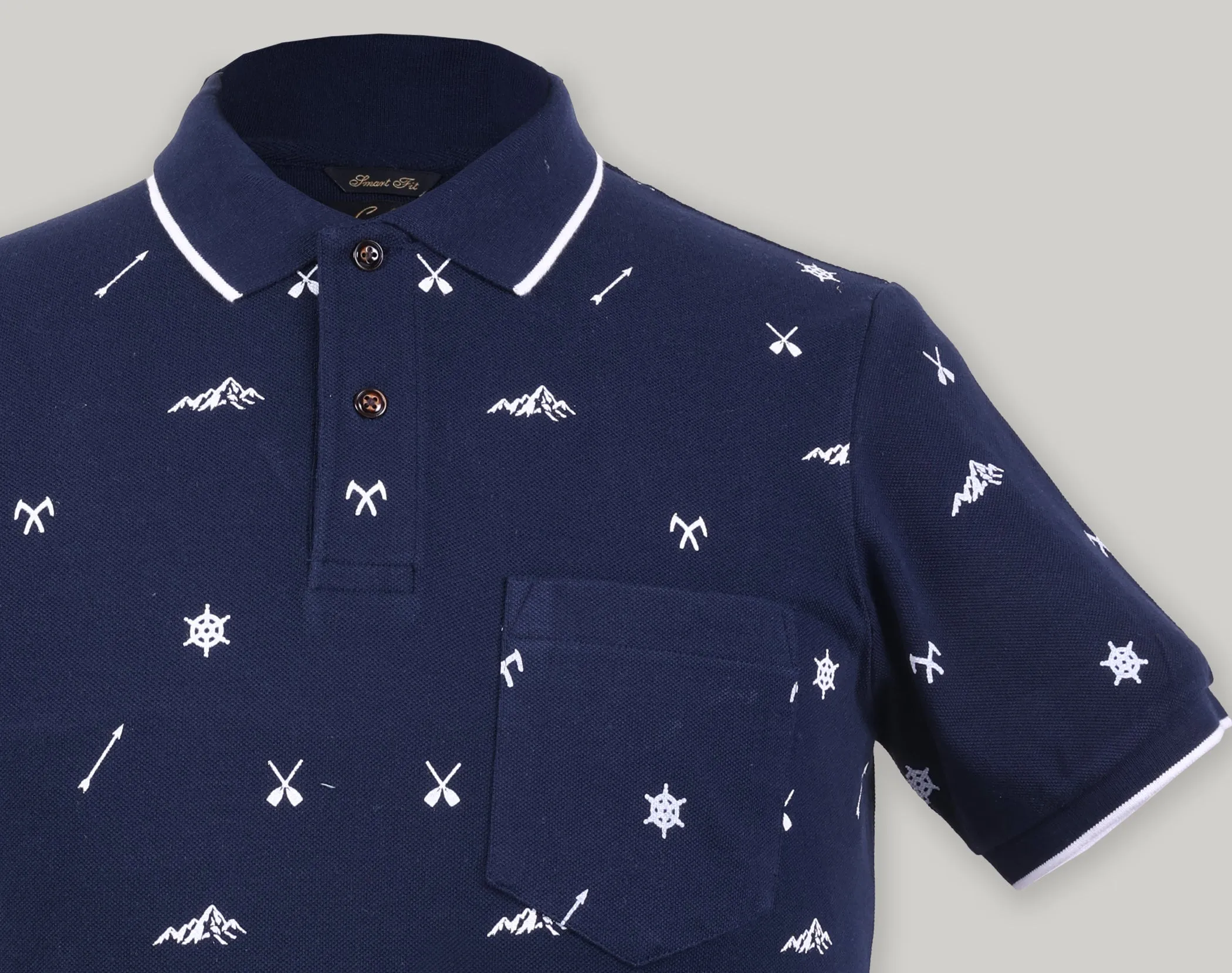 Pique Print Polo