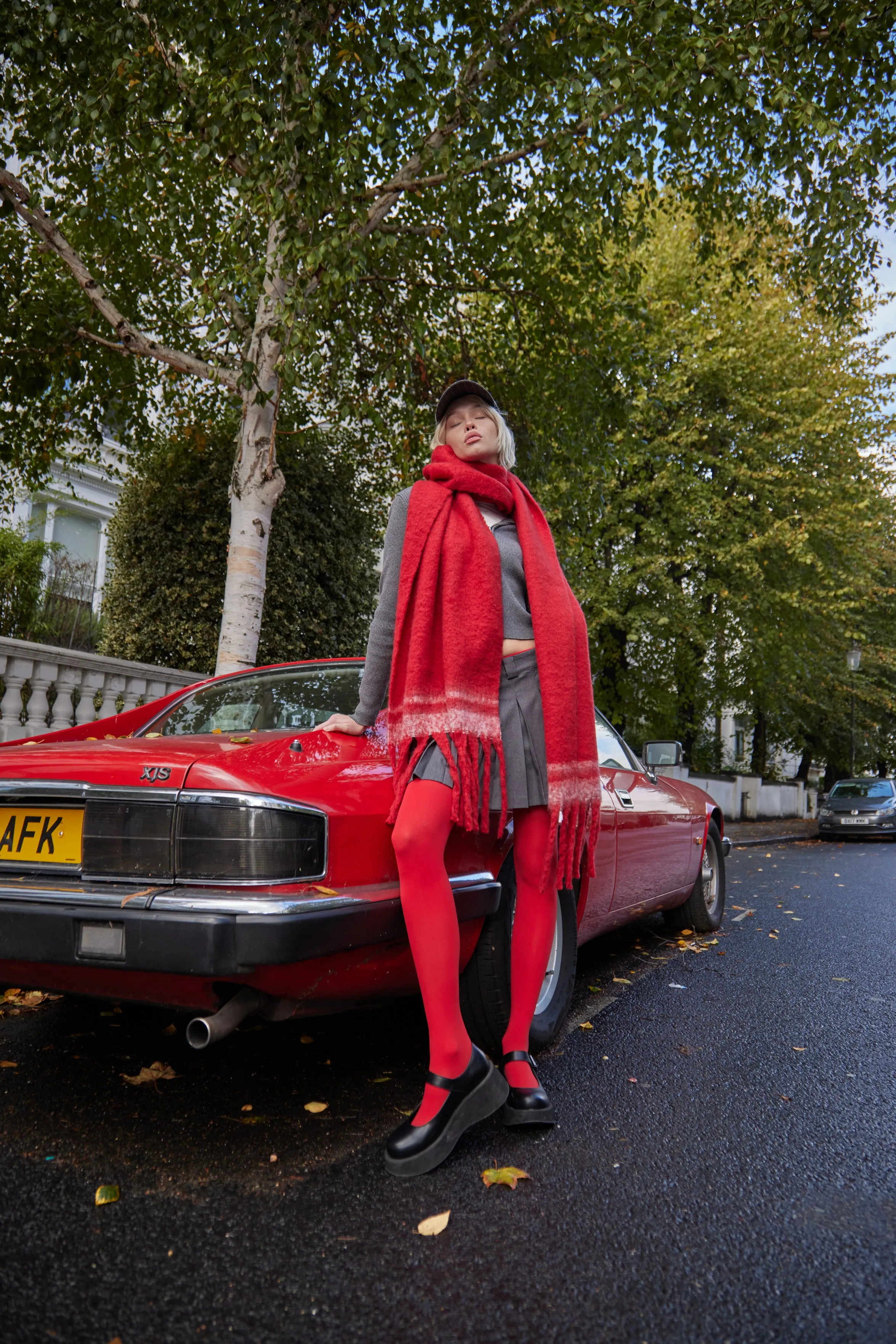 Plain Tights in Red