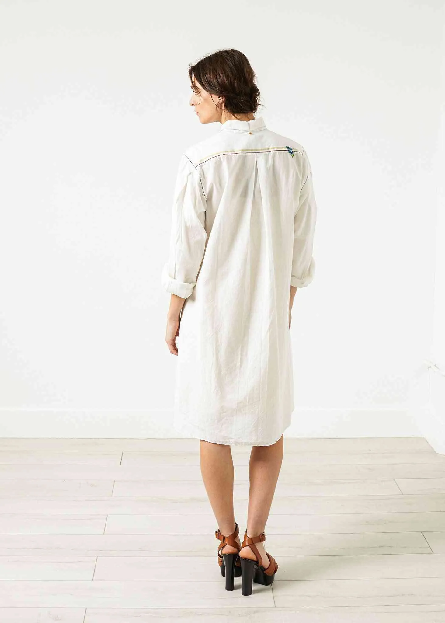 Pleated Sleeve Tunic in White