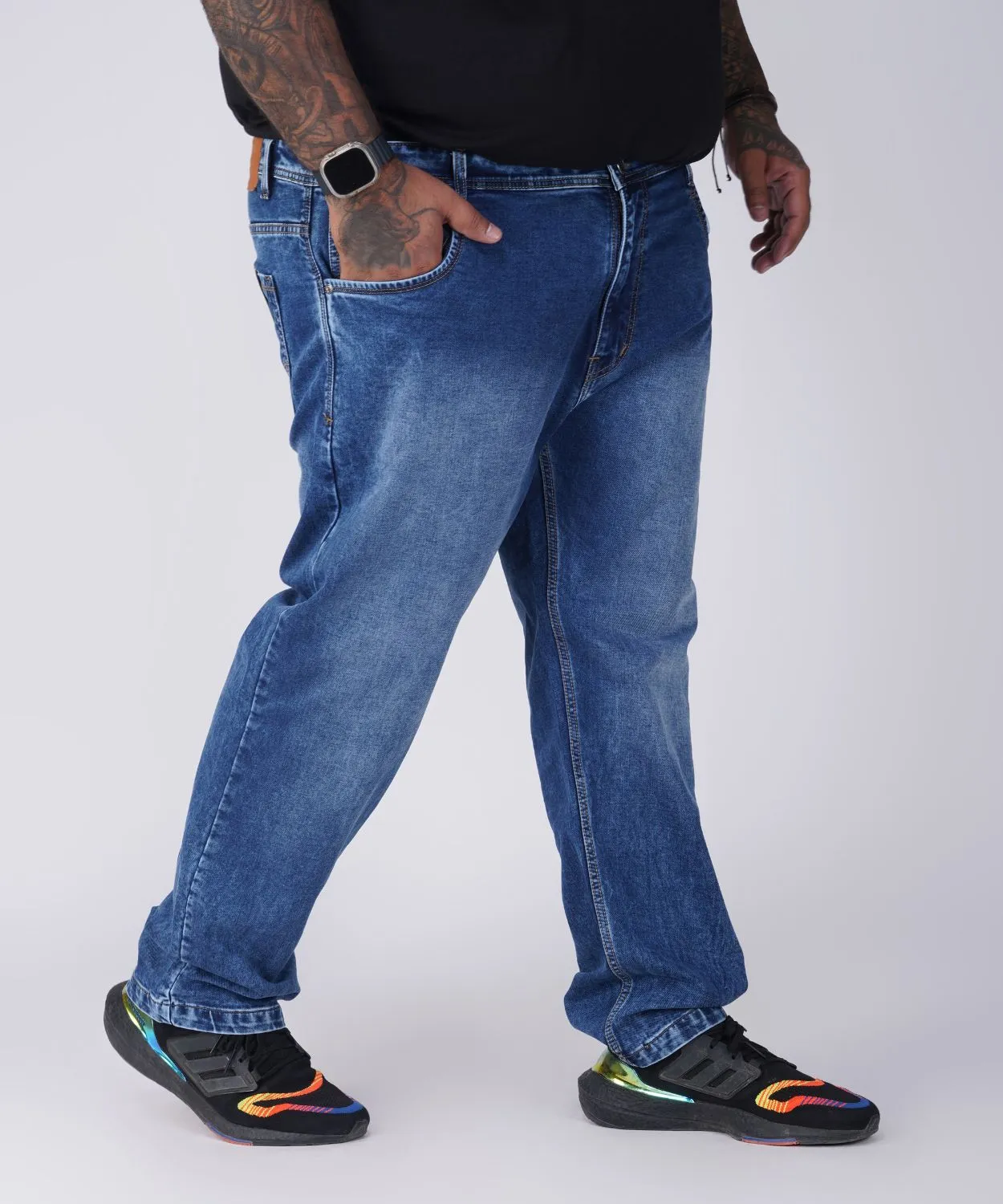 Plus Size Men Blue Comfort Fit Jeans