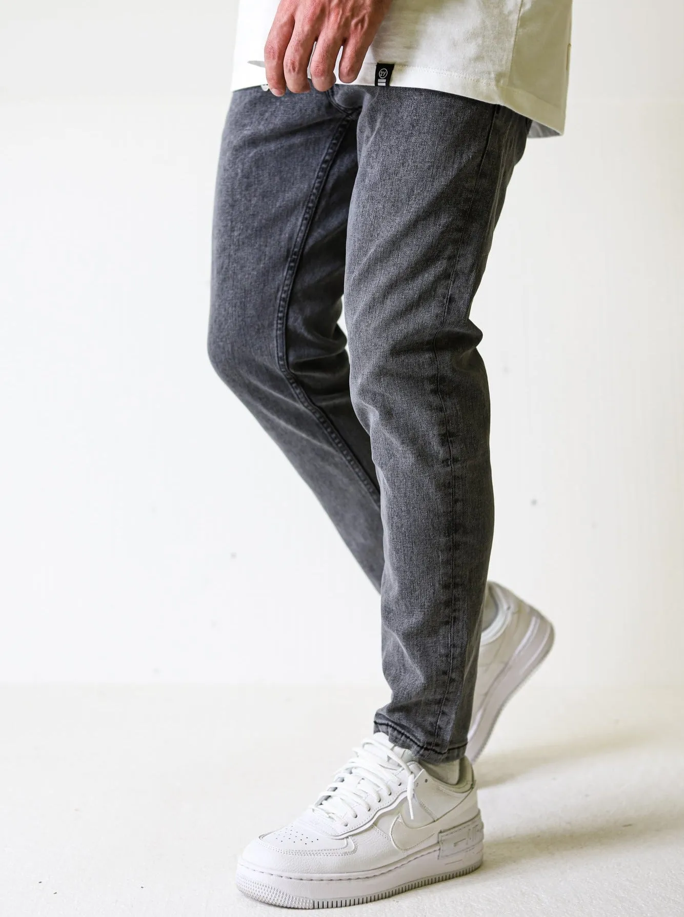 Premium Basic Grey Fade Slim-fit Jeans