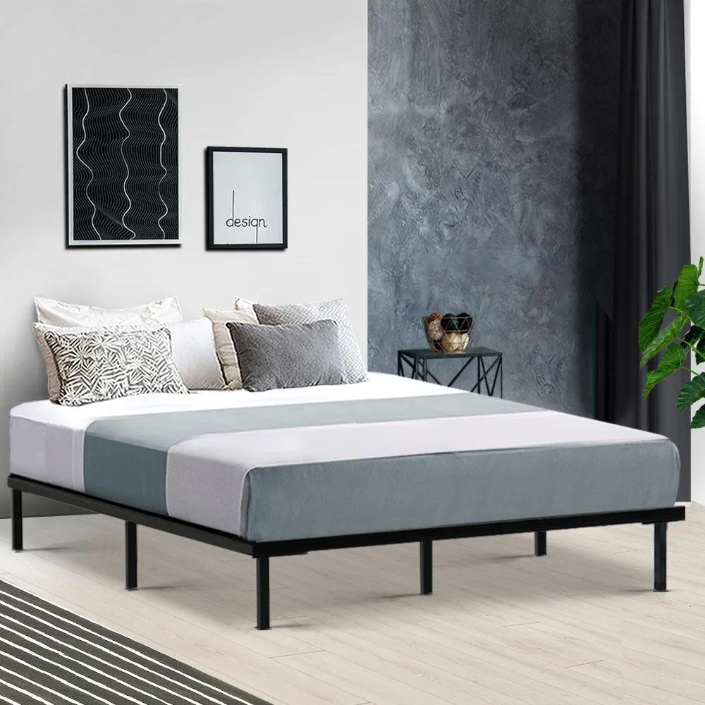 Queen Package | Ted Metal Bed Black & Glay Bonnell Spring Mattress (Medium Firm)