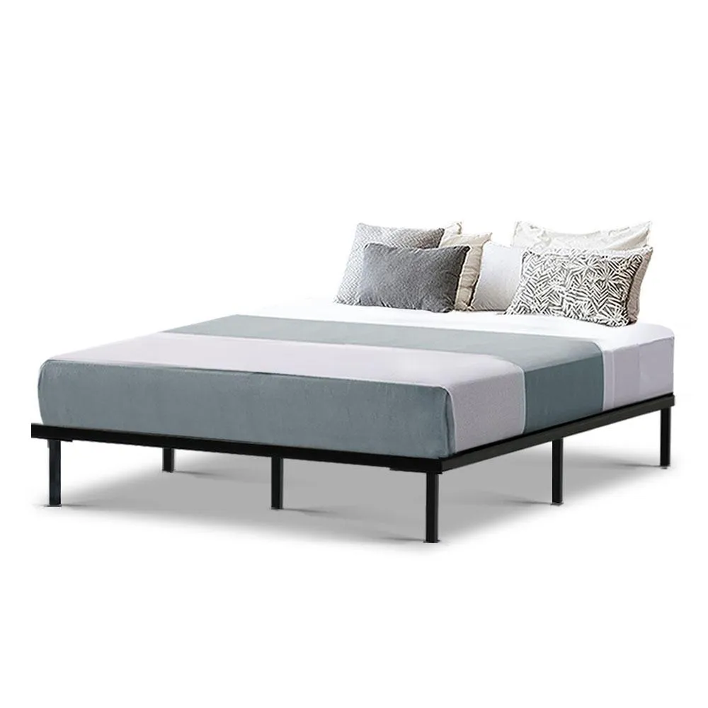 Queen Package | Ted Metal Bed Black & Glay Bonnell Spring Mattress (Medium Firm)