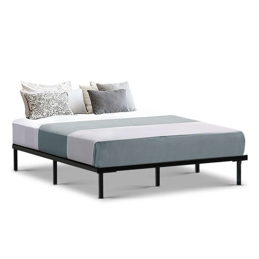 Queen Package | Ted Metal Bed Black & Glay Bonnell Spring Mattress (Medium Firm)