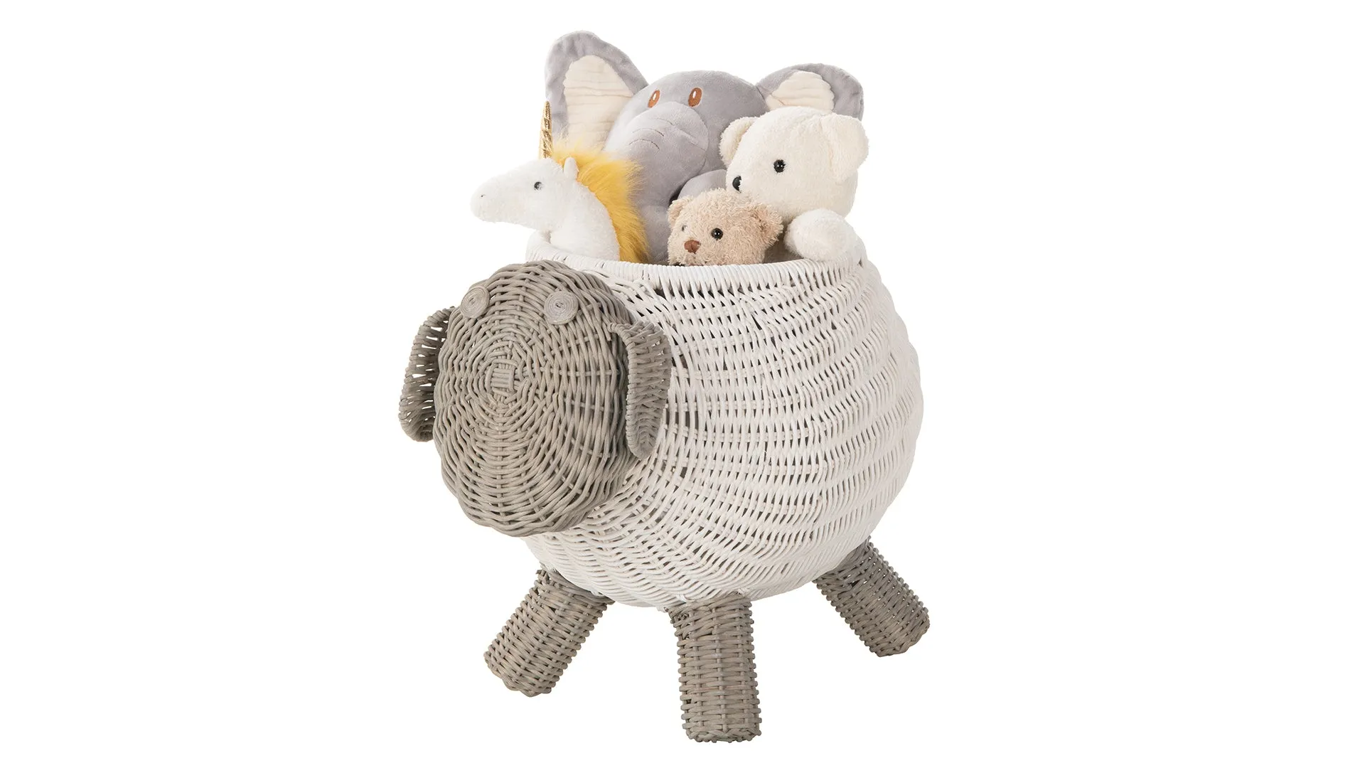 Rattan Sheep Kids Storage Basket, White & Gray