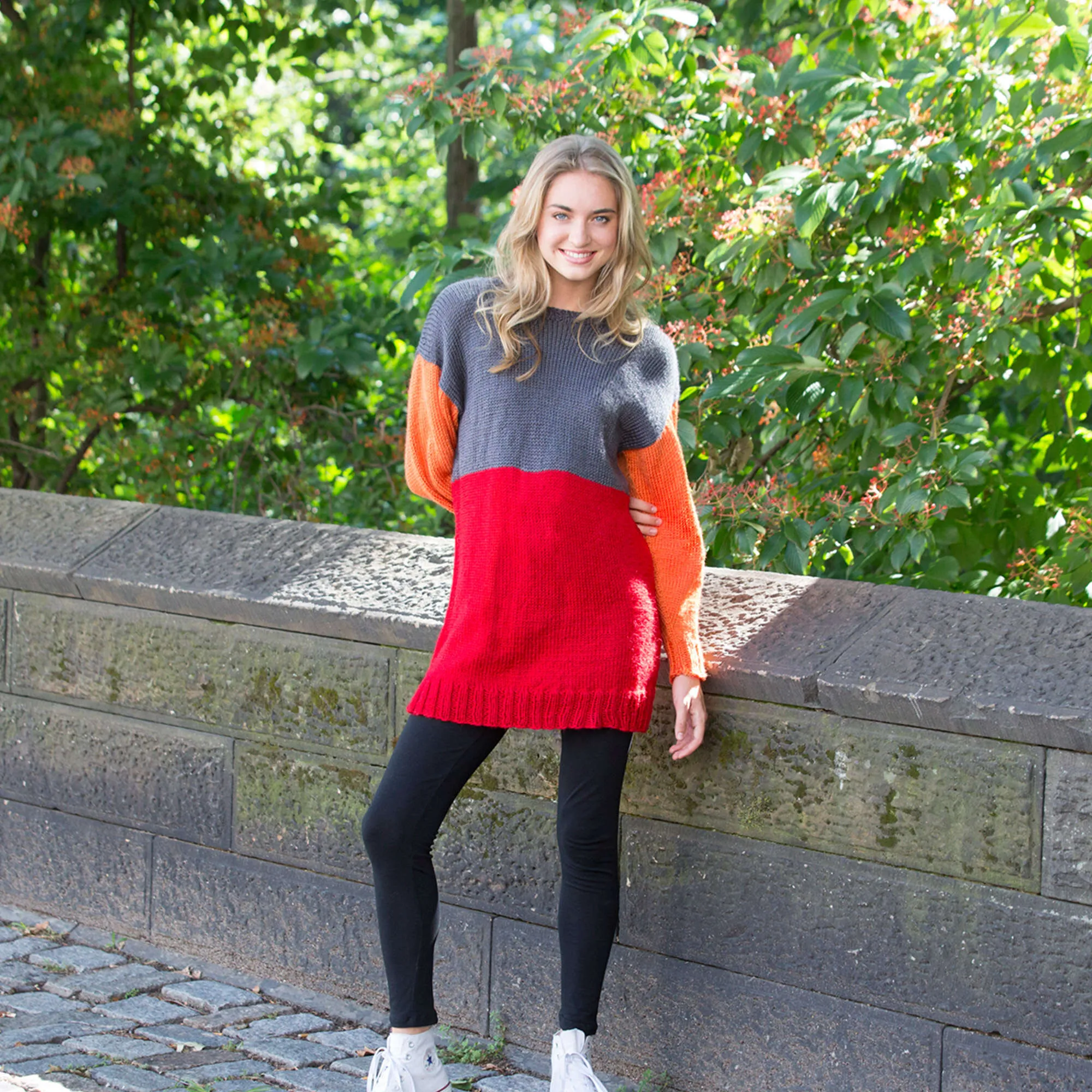 Red Heart Knit Color-Block Tunic