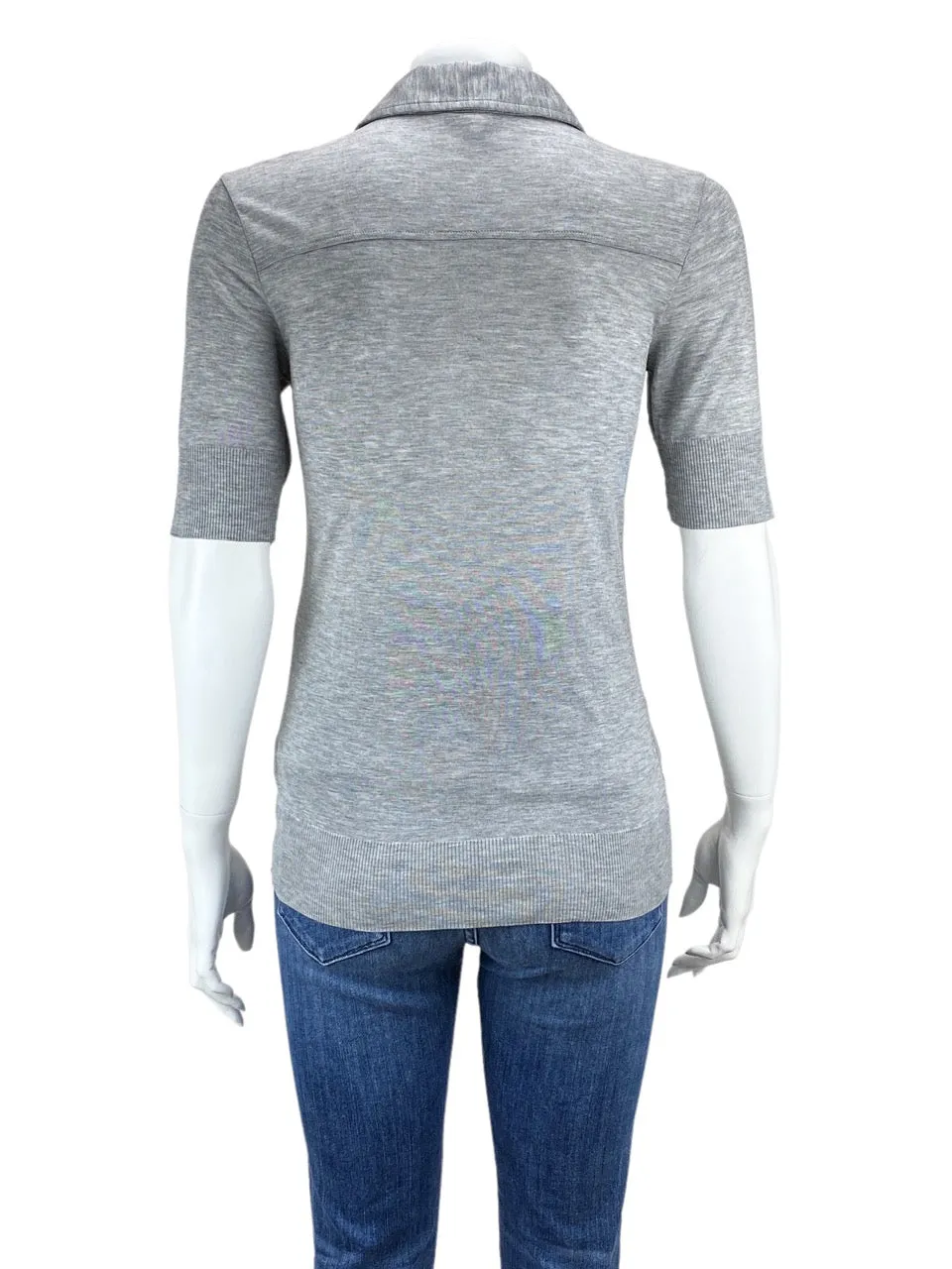 Reiss, Women's Fine-Gauge Polo Sweater, Grey Heather, Size S