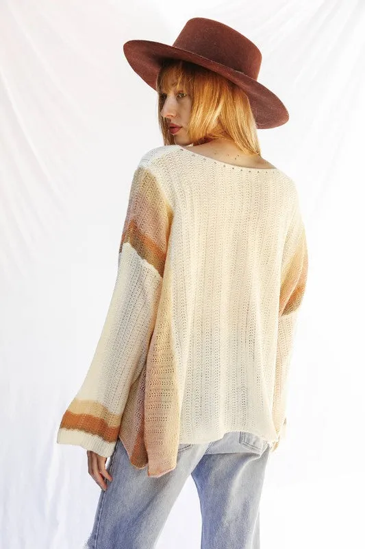 Relaxed Stripe Light Sweater