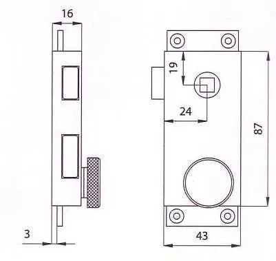 RIMLOCK WITH INSIDE KNOB CP