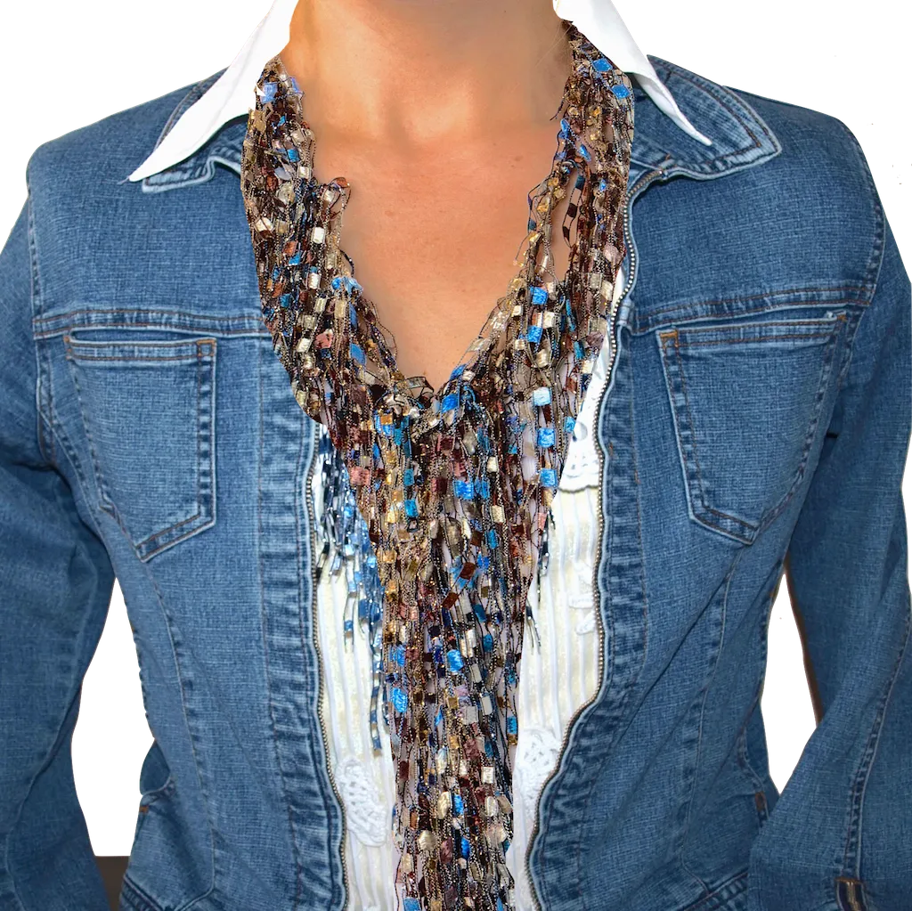 Rustic Boho Blue Beige Scarf