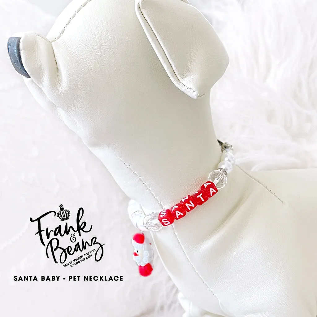 Santa Baby Pet Necklace for Dogs Personalized Pearl Cat Collar Necklace Pet Jewelry