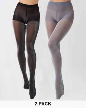 Sheer Metallic Glitter Tights Multipack