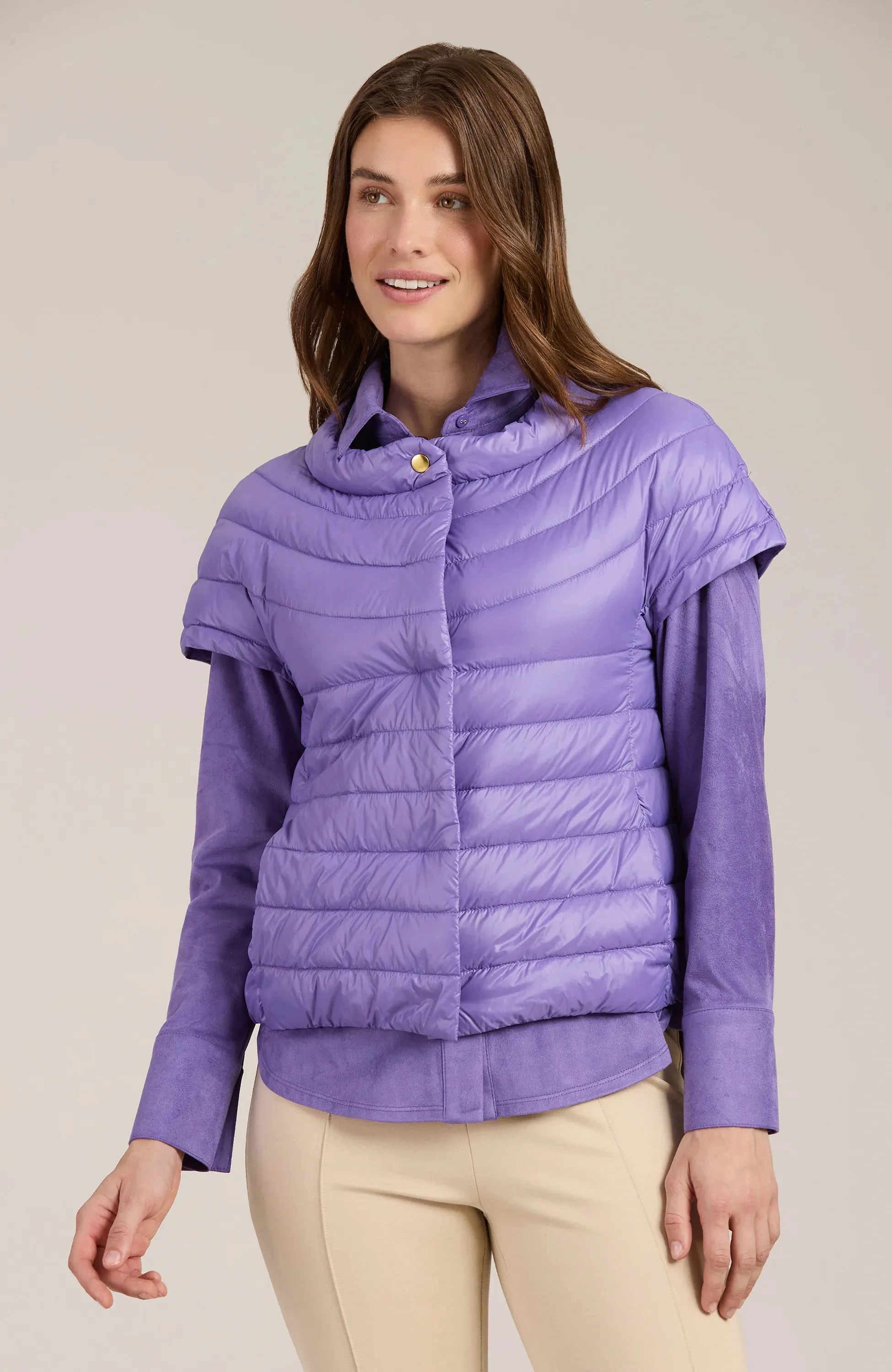 Shelly Cap Slv Puffer (Light Violet)