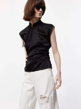 Silk Blend Pleated Top