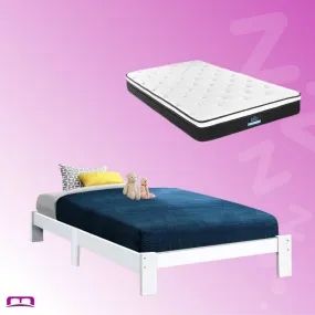 Single Package | Fairy Wooden Bed & Bonita Pillow Top Mattress (Medium Firm)