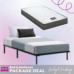 Single Package | Ted Metal Bed & Alzbeta Bonnell Spring Mattress (Medium Firm)