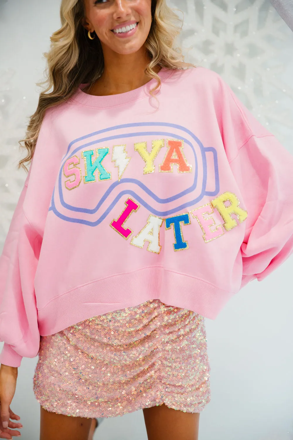 SKI YA LATER PINK PULLOVER