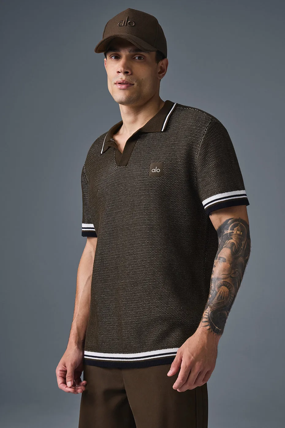 Sports Club Sweater Knit Polo - Espresso