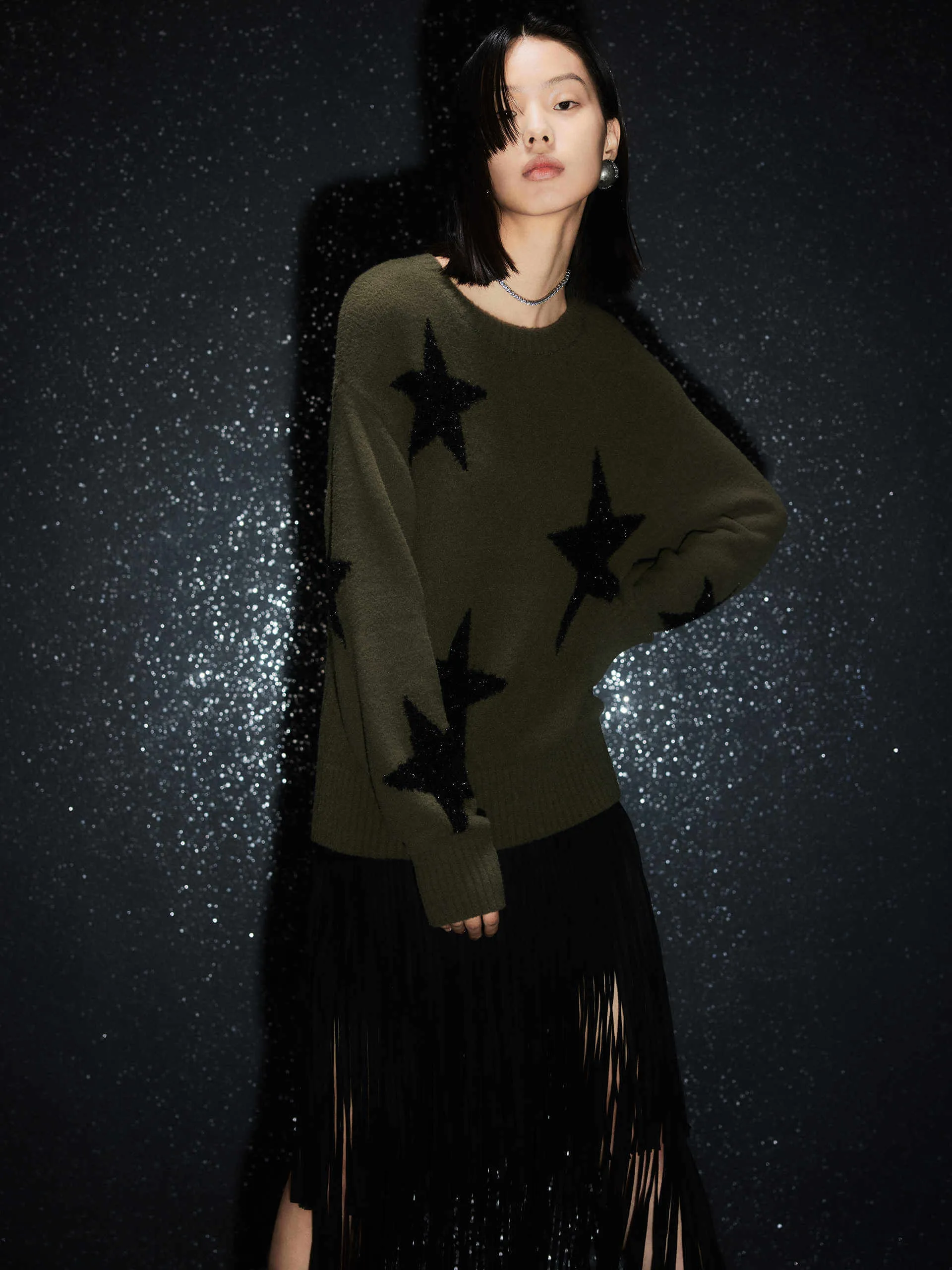 Star Pattern Loose Sweater