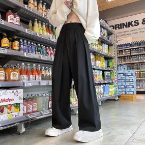 Streetwear Harajuku Black Wide Leg Straight Casual Men's Pants Spring Autumn Korean Fahions Harem Men Trousers