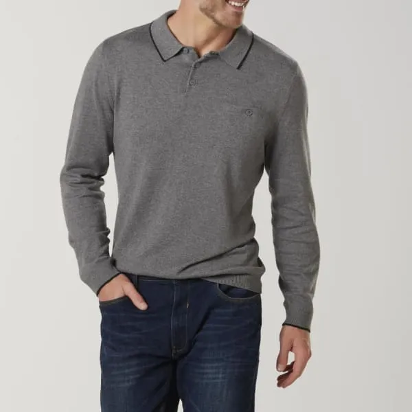 Structure Men's Slim Fit Polo Sweater Smokey Grey