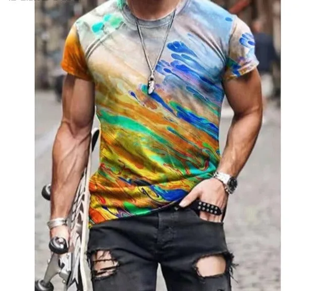 Summer New Fashion 3D Print Tops Streetwear Mens T-shirt Masculinas Casual Pullovers Plus Size 4xl 5xl Men Tees Clothing