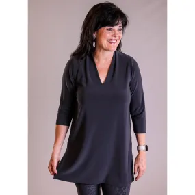 Sympli Deep V Neck Tunic with 3/4 Sleeve