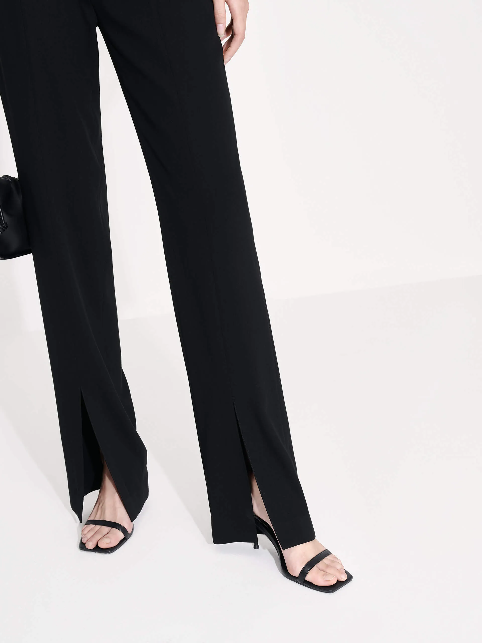 Tailored Straight Slit Pants