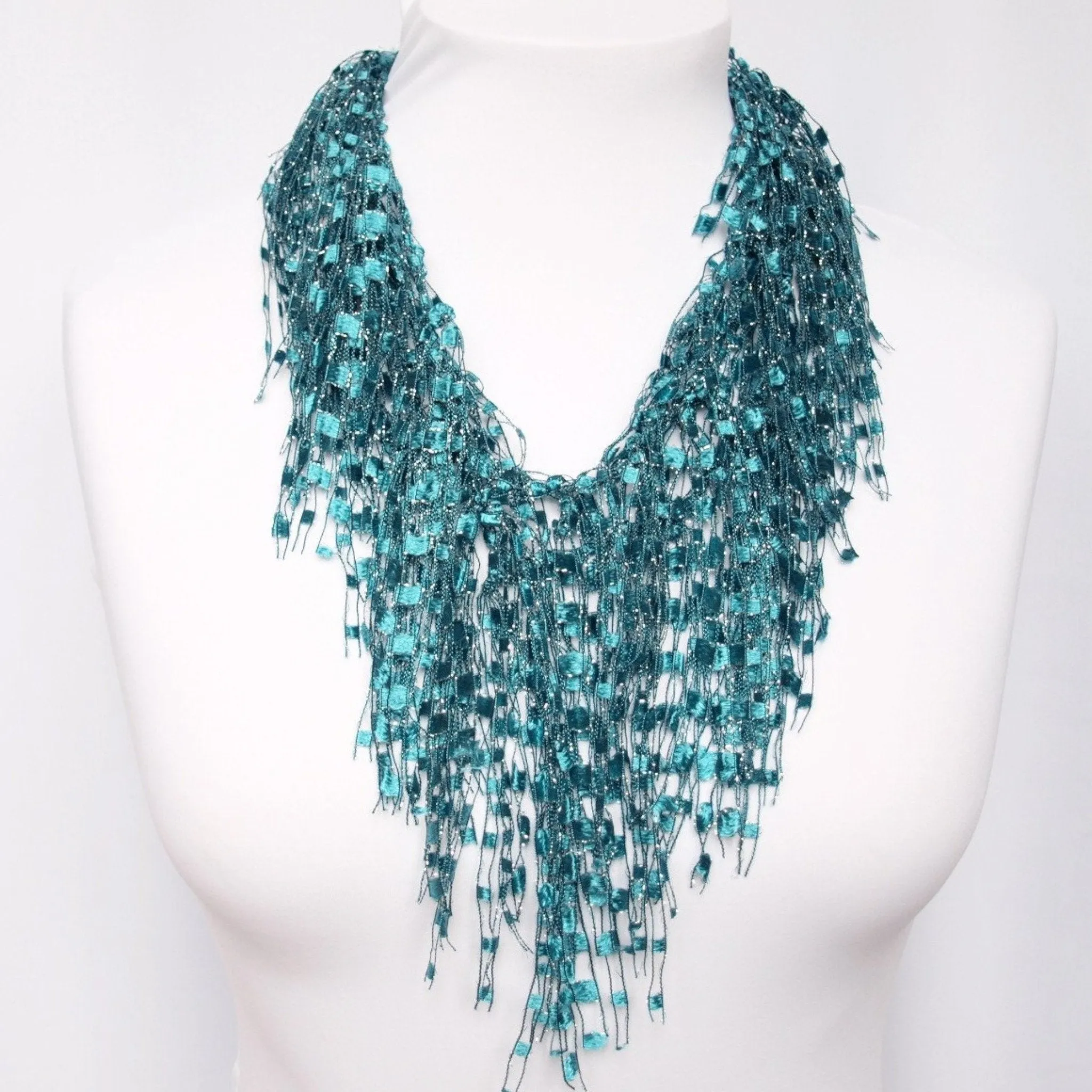 Teal Scarf Necklace - Turquoise Necklace