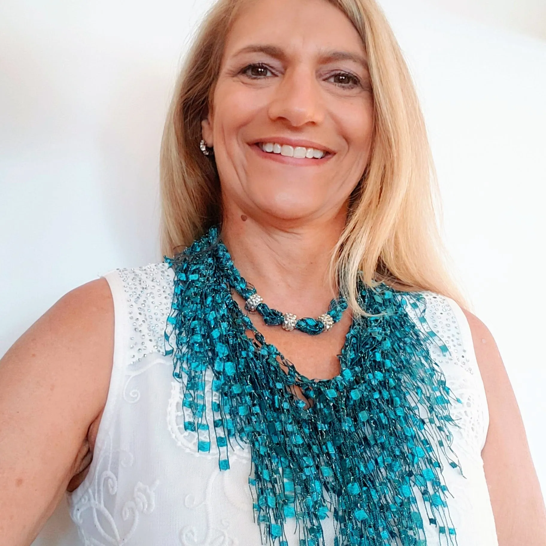 Teal Scarf Necklace - Turquoise Necklace