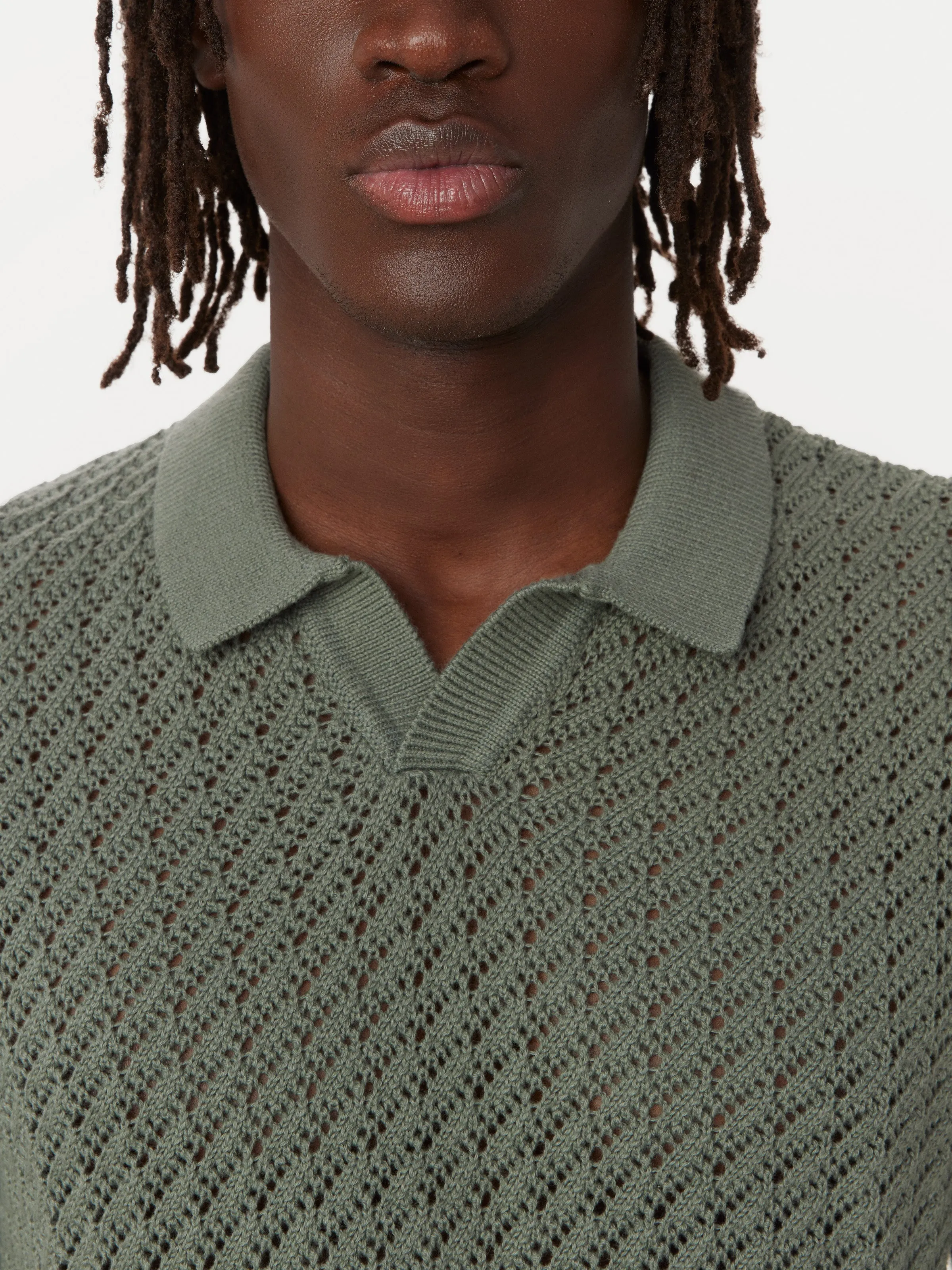 The Openwork Crochet Polo in Agave