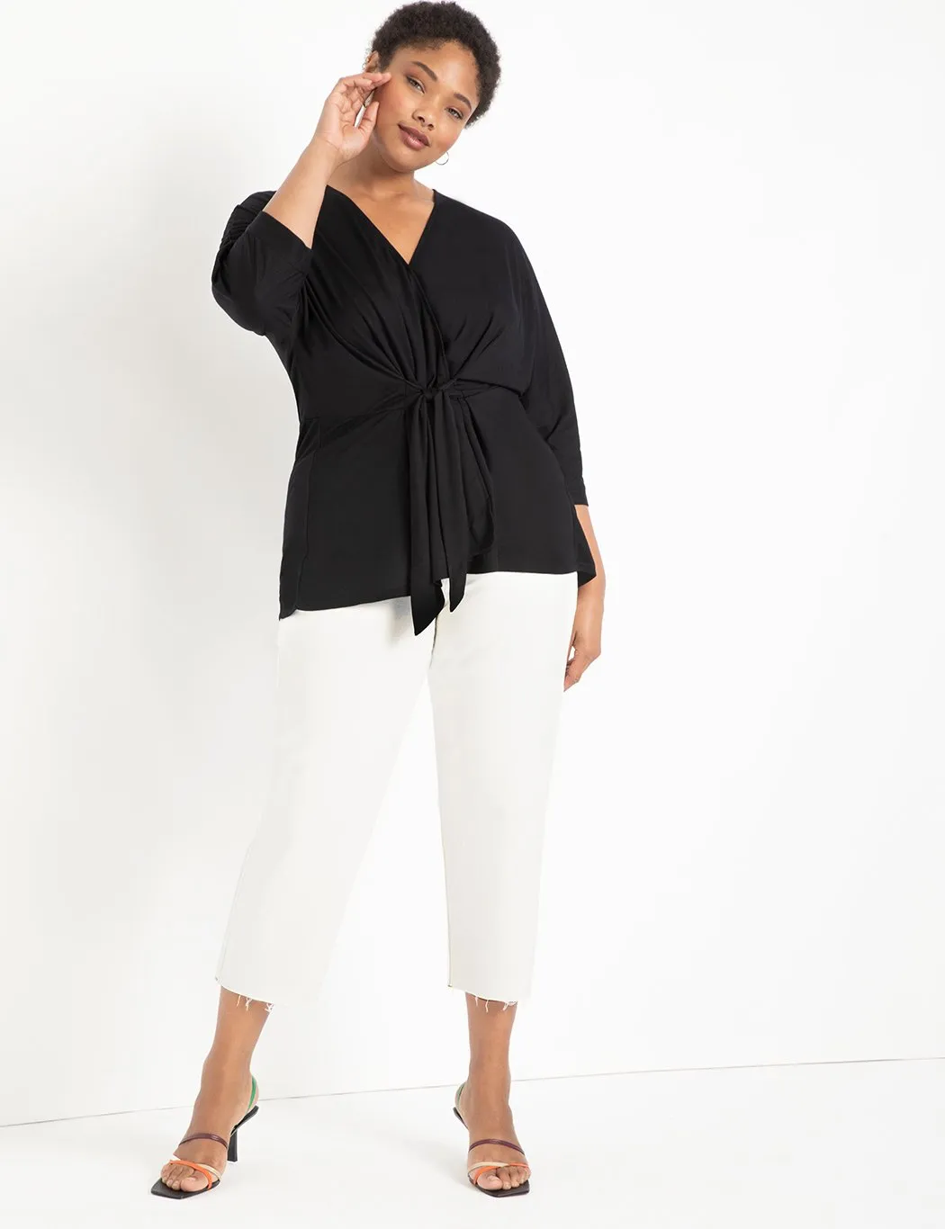 Tie Front Tunic in Black