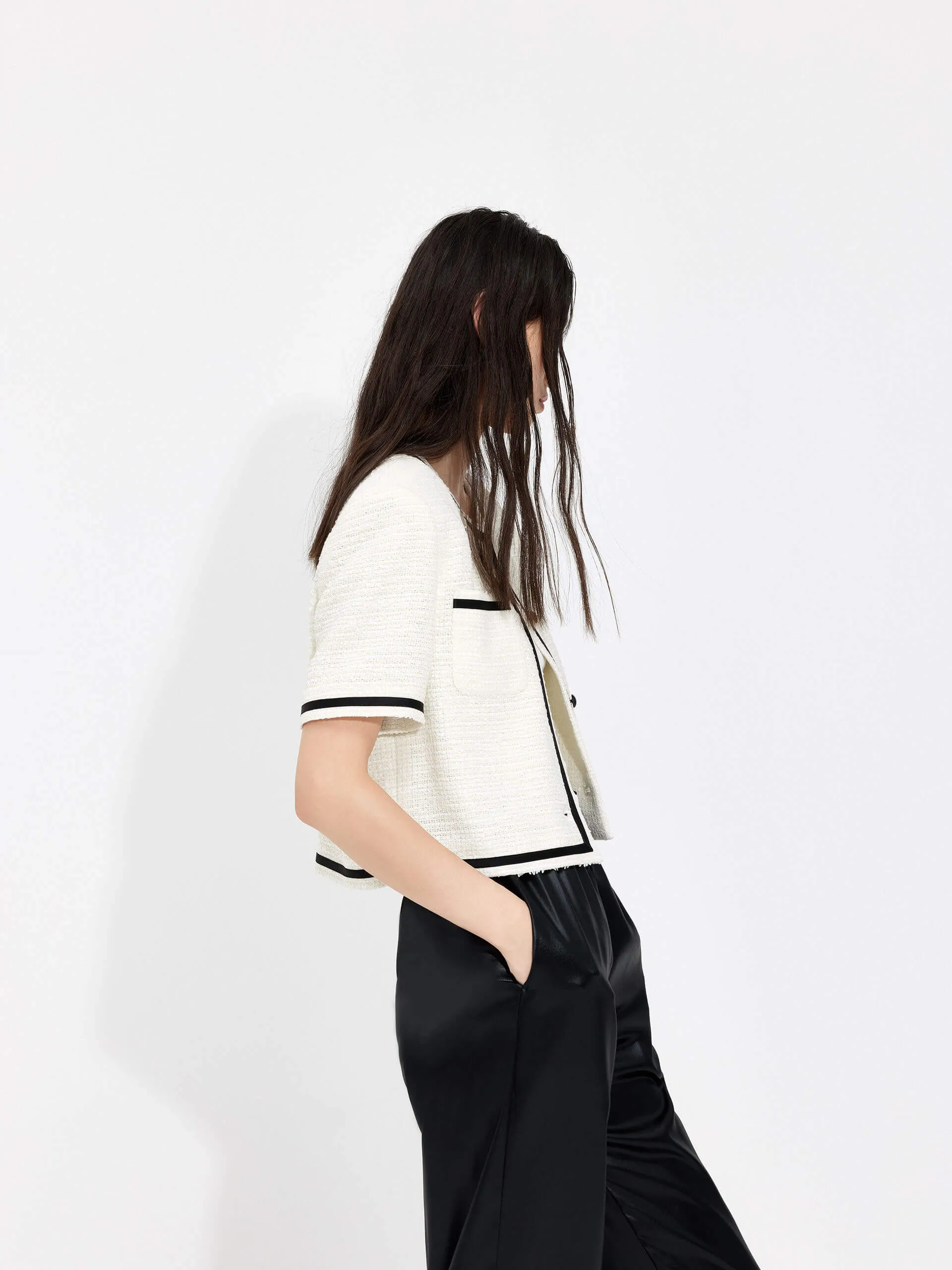 Triacetate Blend Elastic Waist Pants