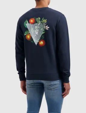 Triangle Orange Branch Sweater | Navy