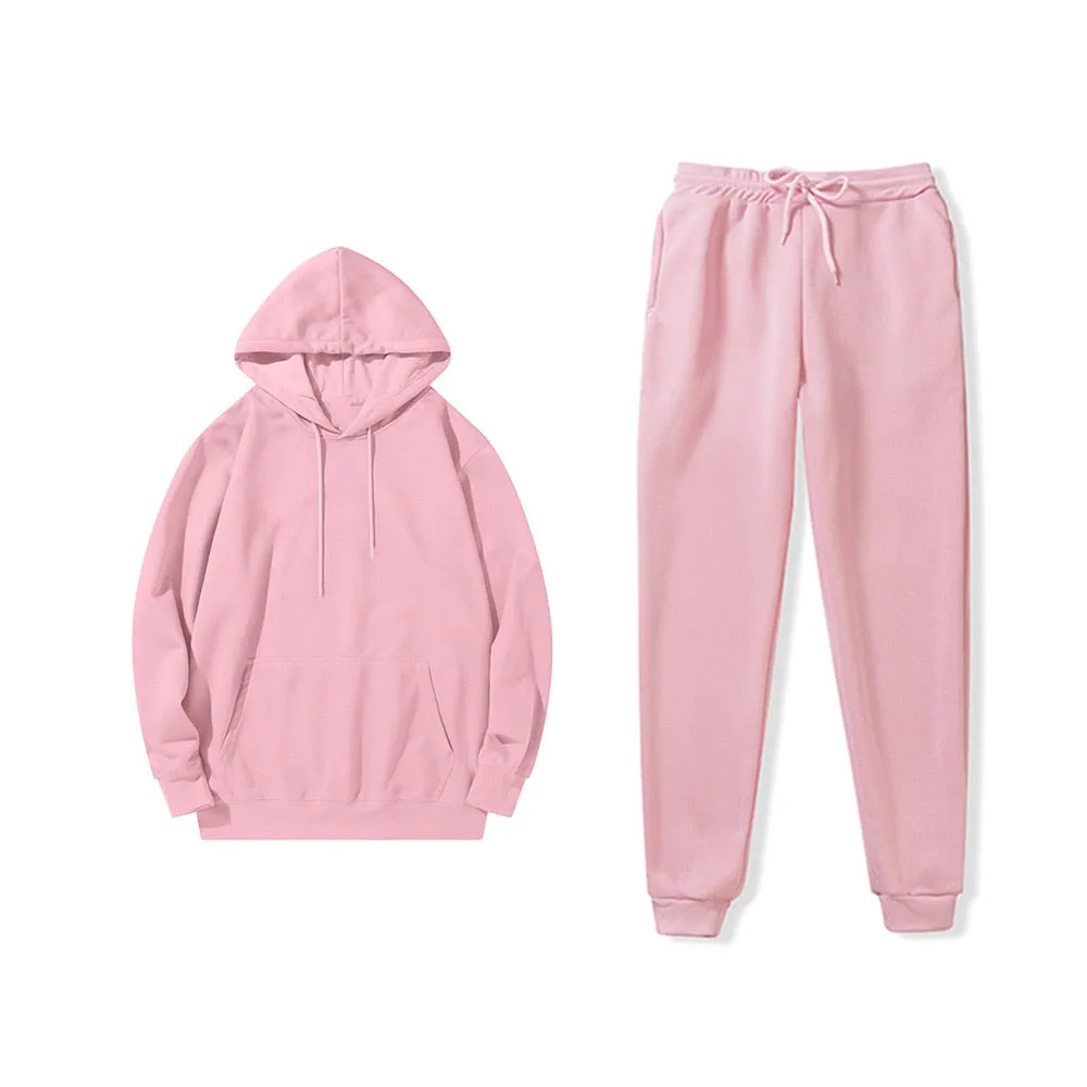 Two Piece Set Women/Men Hoodies Pants Autumn Winter Hooded Sweatshirt Sweatpants Loose Set Hoodie Pant Hip Hop Pullover Hoody