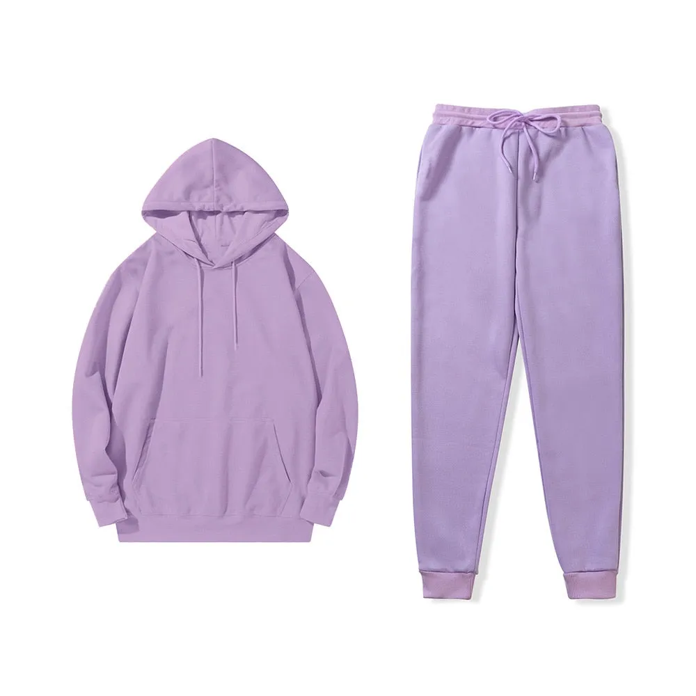 Two Piece Set Women/Men Hoodies Pants Autumn Winter Hooded Sweatshirt Sweatpants Loose Set Hoodie Pant Hip Hop Pullover Hoody